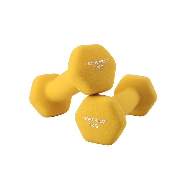 SONGMICS  Σετ 2 τμχ Αλτήρες Neoprene 2x 1kg, Κίτρινο,SYL62YL - 12 άτοκες δόσεις και 5% cash back