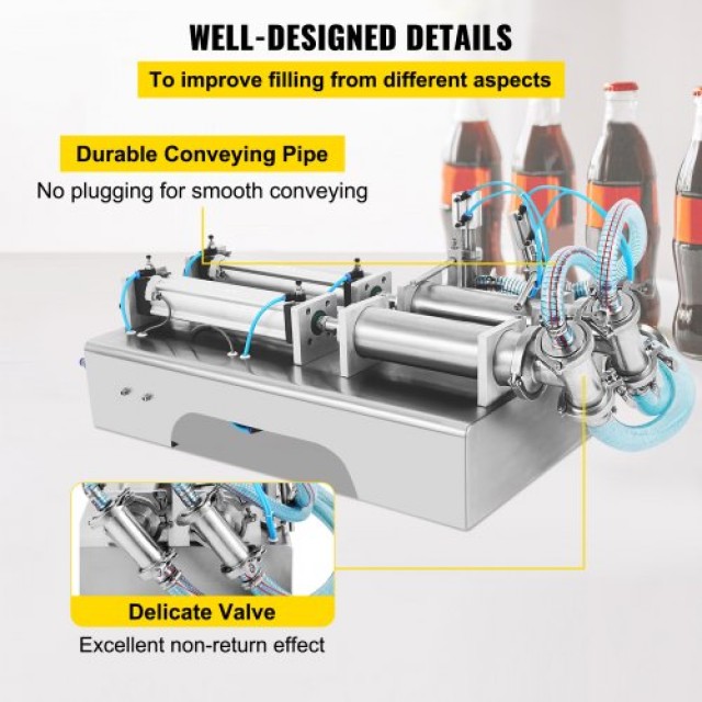 VEVOR Πνευματική Μηχανή Γεμίσματος Υγρών 100-1000ml με Δύο Ακροφύσια για Χυμούς  STWSYTGZJ00000001V2