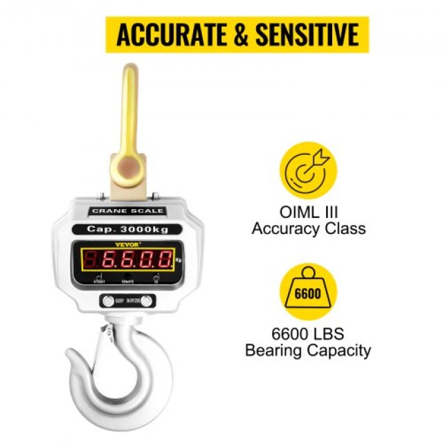 VEVOR Ψηφιακή Ζυγαριά Γερανού 3000kg/6000lbs με Οθόνη LCD  OCS-T-3000KGDZDC1V2
