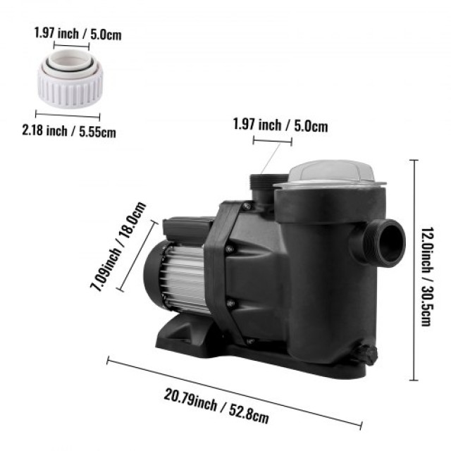 Αντλία Πισίνας VEVOR 1 HP με Καλάθι Φίλτρου  YBOCSPP150EHRWURGV2