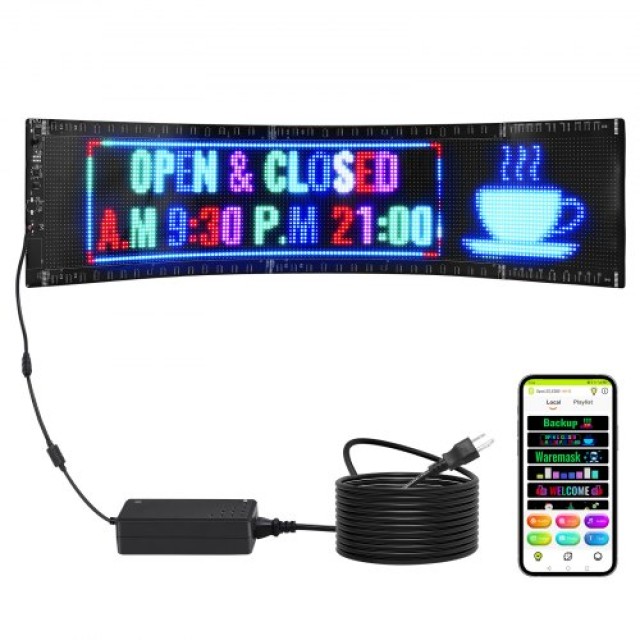 Προγραμματιζόμενη LED Πινακίδα VEVOR 83.5x20cm P5 Πλήρους Χρώματος  RXGDBZP37X8IIYE8AV2