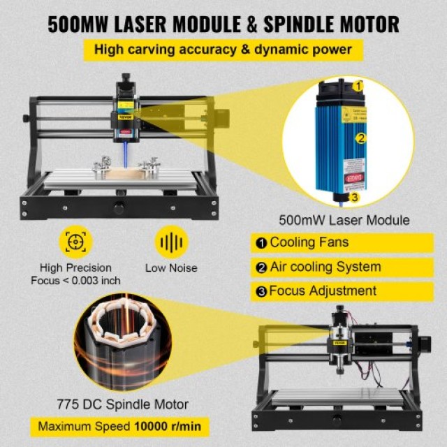 VEVOR CNC 3018 Pro 500mW Μηχανή Χάραξης με Offline Controller για Πλαστικό, Ακρυλικό, PVC, Ξύλο  DKJ3018PRO500MW01V2
