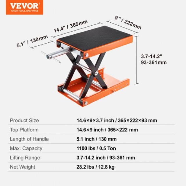 VEVOR Ανυψωτικό Μοτοσυκλέτας 1100 lbs για ATV & Ποδήλατα  MTCSJJCSB1100QMRIV0