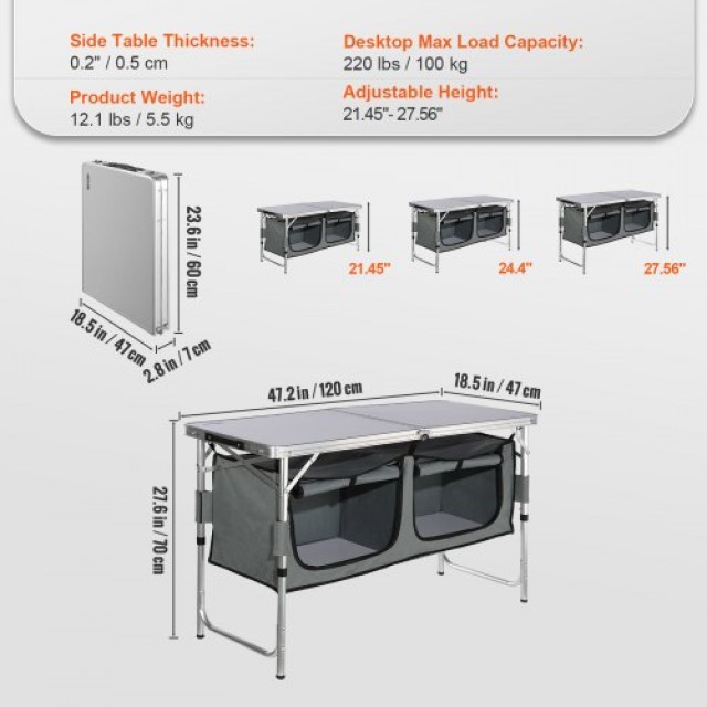 Φορητή Κουζίνα Camping VEVOR με Ρυθμιζόμενο Ύψος  CWJKYDCFHSHSB10K7V0