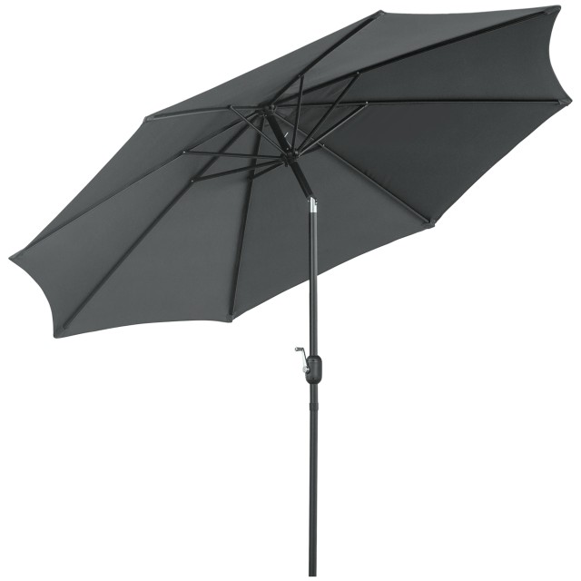 Outsunny Garden Parasol Φ300cm Ανακλινόμενη με μεταλλική μανιβέλα και σκούρο γκρι πολυεστέρα 840-070CG