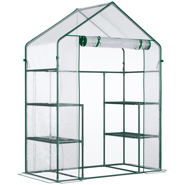 Outsunny Garden Greenhouse σε Αδιάβροχο και Anti UV PE με εξαρτήματα τοποθέτησης, 142x73x195cm - Πράσινο 845-139V01