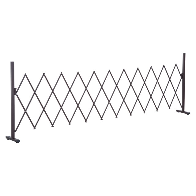 Outsunny Scissor Gate Fence Extendable Scissor Barrier 35-300cm Κήπος Αλουμίνιο καφέ H103,5cm