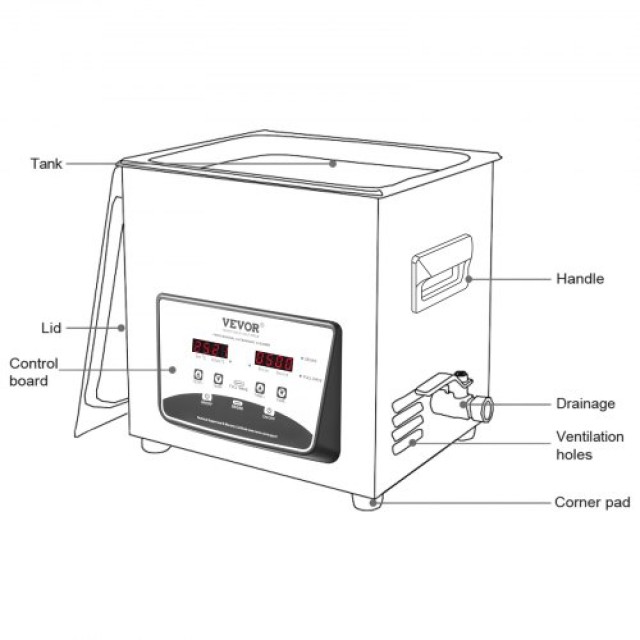 Καθαριστής Υπερήχων VEVOR 10L για Κοσμήματα  QXJ10LSGLTQ000001V2