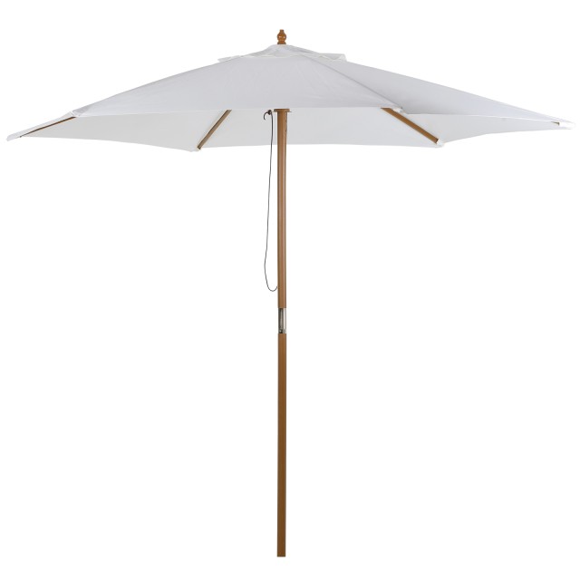 Outsunny Bamboo Garden Umbrella, Κρεμ Λευκή, 250 x 230 εκ. 84D-056CW