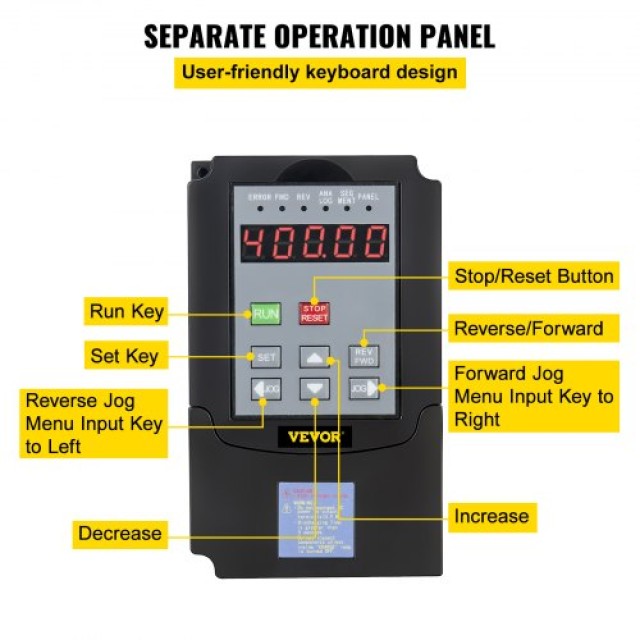 VEVOR 4.0KW 220V VFD Μετατροπέας Συχνότητας για Έλεγχο Ταχύτητας Κινητήρα  4.0KW220VBPQ00001V0