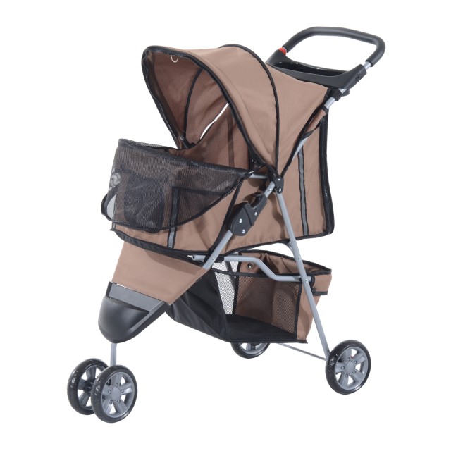 PawHut Dog Stroller Pet Cart, Coffee, 75 x 45 x 97cm D00-041CF