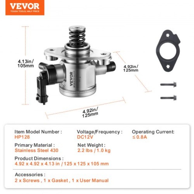 VEVOR  Αντλία Υψηλής Πίεσης 50-80 L/h 0.5 Mpa για Buick, Chevrolet, GMC 2010-2017  DDGYRYBGYRYB18IHZV9