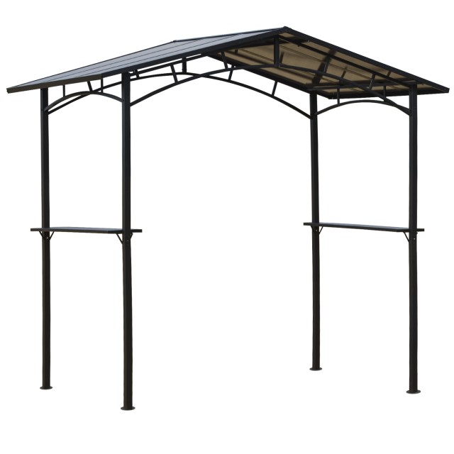 Outsunny Garden Gazebo για BBQ BBQ με οροφή PC και πλαϊνά ράφια, 246x149x230cm, Μαύρο 84C-220