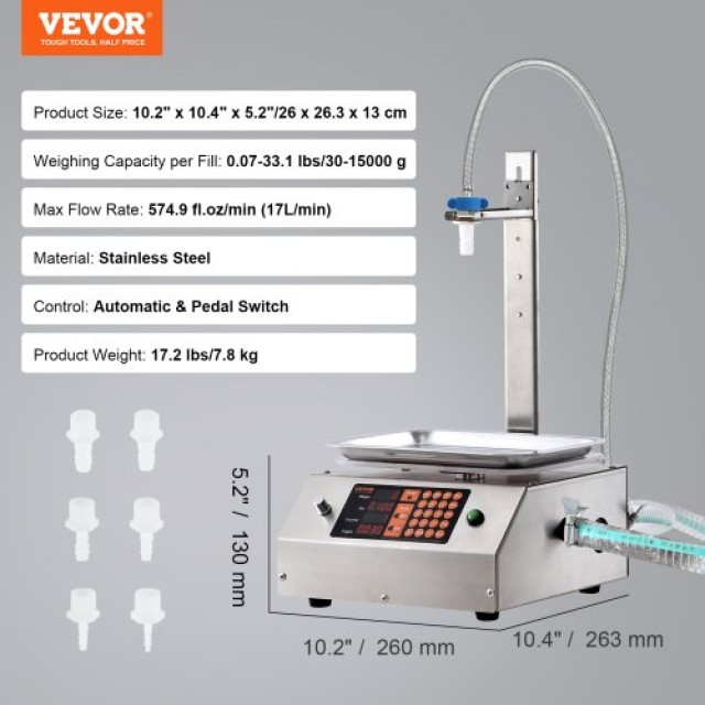 Αυτόματη Μηχανή Γεμίσματος Υγρών VEVOR (30-15000 g)  WSDBGYGZJGMBTKOXGV2