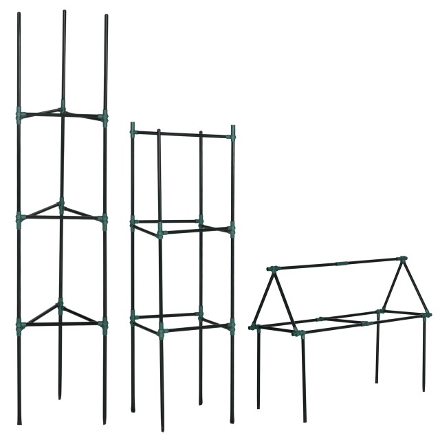 Outsunny 3-Tier Steel and PP Tomato Support for Climbing Plant, Φρούτα και Λαχανικά, 38x38x182 cm, Πράσινο