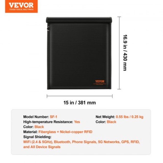 VEVOR Θήκη Faraday για Laptop & Tablets (43 x 38 cm) Μαύρη  XHPBDJTZDND176TKEV0