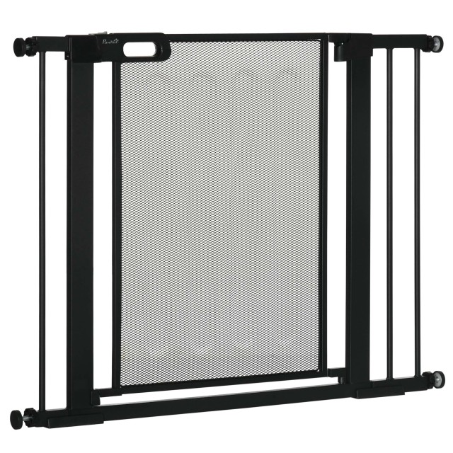 PawHut Extendable Pressure Dog Gate με Αυτόματο Κλείσιμο, σε ατσάλι και ABS, 75-103x76 cm, Μαύρο D06-144V01BK