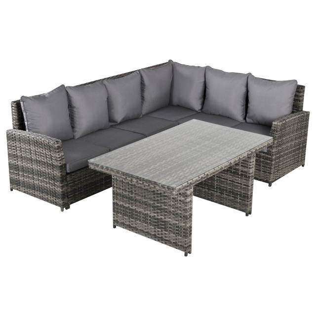 Outsunny Garden Lounge με 2 καναπέδες και τραπέζι σε PE Rattan Grey 860-123