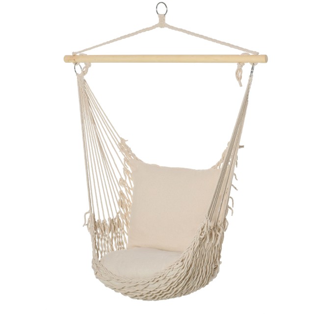 Κούνια Outsunny Hammock με επένδυση με σχοινί για εσωτερικούς και εξωτερικούς χώρους, λευκό 84A-192