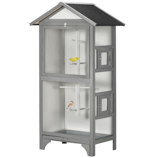 PawHut Spruce Outdoor Bird Aviary, 80,5x57x158,5cm, Ανοιχτό Γκρι