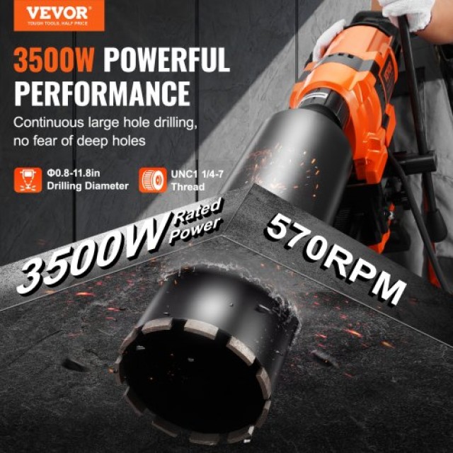 VEVOR Μηχάνημα Διάτρησης 3500W με Βάση (0.8-11.8in)  LSJGSZKJ300M6MPPHV2