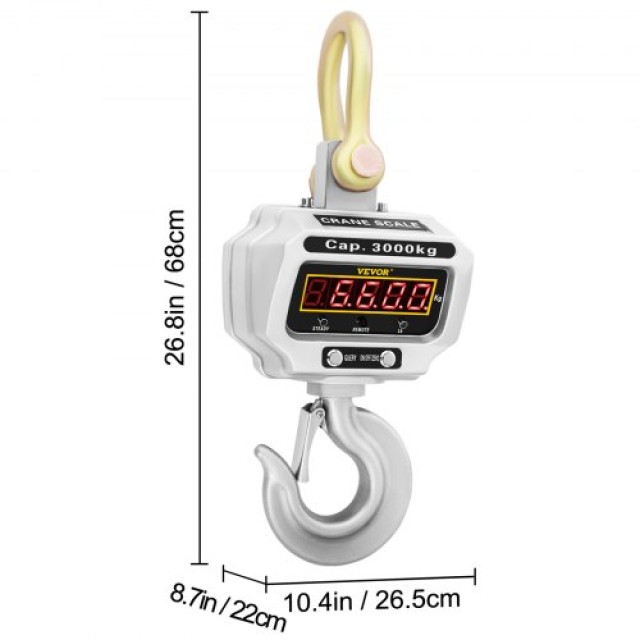 VEVOR Ψηφιακή Ζυγαριά Γερανού 3000kg/6000lbs με Οθόνη LCD  OCS-T-3000KGDZDC1V2