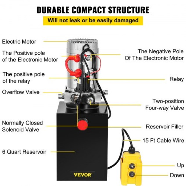 VEVOR 6L Υδραυλική Αντλία Μονής Δράσης 12V  6LCZYYBTXDZY00001V0