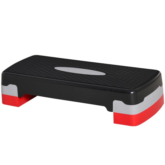 HOMCOM Step Fitness για Αερόμπικ με Ρυθμιζόμενο Ύψος 10-15 cm, 68x29cm Μαύρο και Κόκκινο