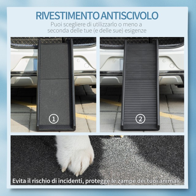 PawHut PP Dog Ramp με αντιολισθητική επίστρωση, για μπότες αυτοκινήτου μικρότερο από 75cm, 155x39x14cm, Μαύρο