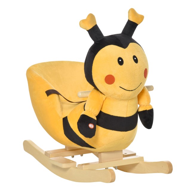 HomCom Wooden Rocking Horse Bee για Παιδιά 60 x 33 x 45 cm Κίτρινο και Μαύρο 330-010