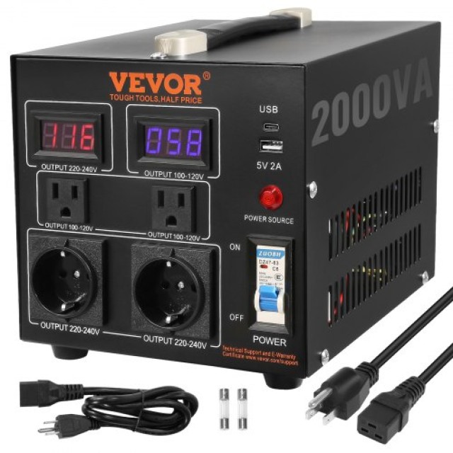 Μετασχηματιστής Τάσης VEVOR 2000W, Βαρέως Τύπου, CE Certified  DYZHQ110V230VD806V2