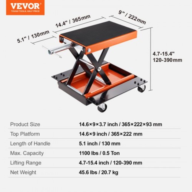 VEVOR Ανυψωτικό Μοτοσικλέτας ATV 500 kg με Χειροκίνητη Μανιβέλα  MTCSJJCSB1100F505V0