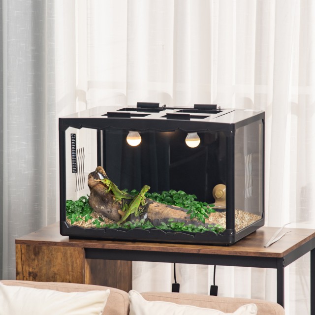 Γυάλινο Ενυδρείο για Ερπετά με Φωτισμό Terrarium 60 x 40 x 40.5 cm PawHut D40-017V90