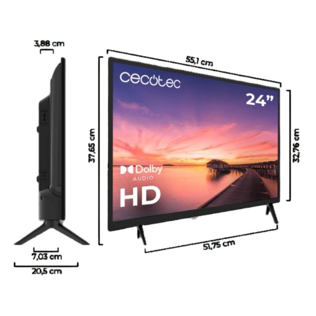 Τηλεόραση LED με Ανάλυση HD, Σύστημα Dolby και Μνήμη flash CECOTEC CEC-02610