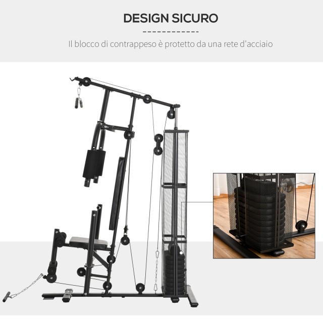 Πολυλειτουργικό Gym Fitness Station HOMCOM για οικιακή και επαγγελματική προπόνηση σε χάλυβα A91-134BK