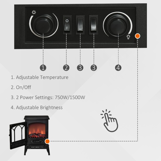 Homcom Ηλεκτρικό τζάκι δαπέδου ισχύος 2000W, 39? 23 56,5 εκ 820-128