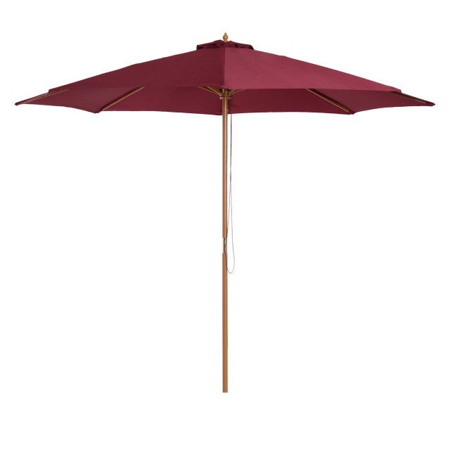 Outsunny Double Canopy Garden Parasol σε μπαμπού και πολυεστέρα, κόκκινο φ3x2,5m 01-0576