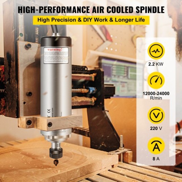 VEVOR 2.2KW Αερόψυκτο Μοτέρ CNC ER20 για Χάραξη/Φρεζάρισμα  2.2KW220VFLDJ0001V0