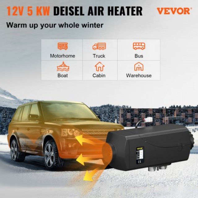 VEVOR 5KW 12V Πετρελαιοθερμαντήρας με Οθόνη LCD για Όχημα/Σκάφος  ZCJRQ12V5KWYJYCB1V0