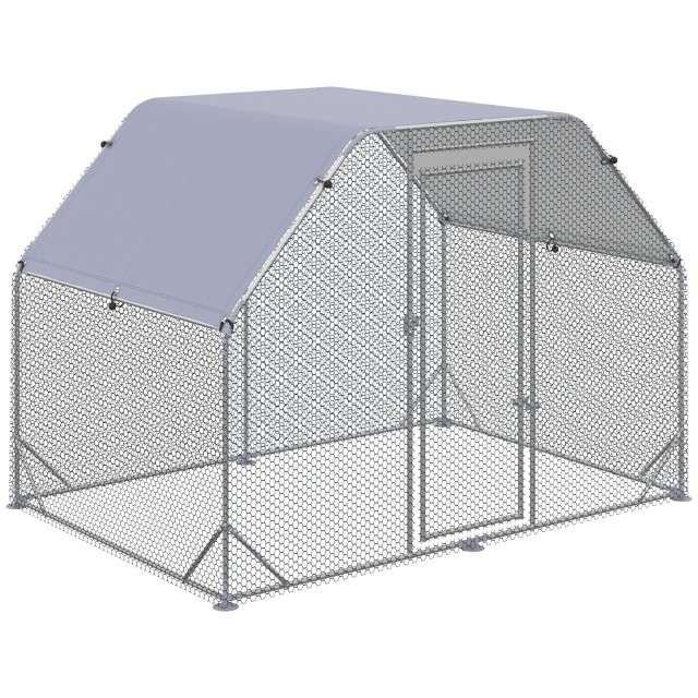 PawHut Chicken Run with Cover for 4-6 Chickens Steel, 280x190x195 cm D51-373V00SR