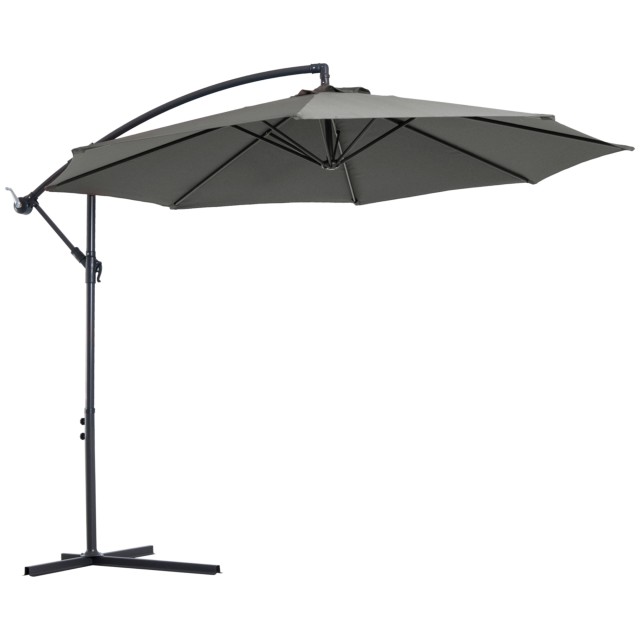 Outsunny Outsunny Outdoor Parasol Ατσάλινο πλαίσιο και Πολυεστέρας Αδιάβροχο Anti-UV Φ300x250cm, Γκρι 84D-037GY