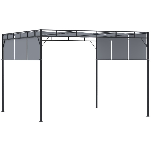 Outsunny Pergola Gazebo 3x3m σε ατσάλι με συρόμενη οροφή και 8 μανταλάκια που περιλαμβάνονται