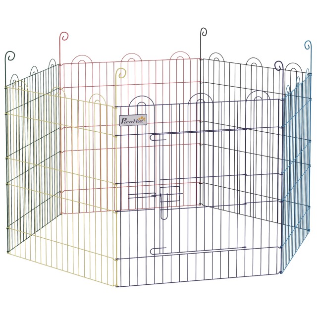 PawHut 6-Panel Metal Dog Gate με κούμπωμα, Ø120x60 cm, Πολύχρωμο D06-073V01MX