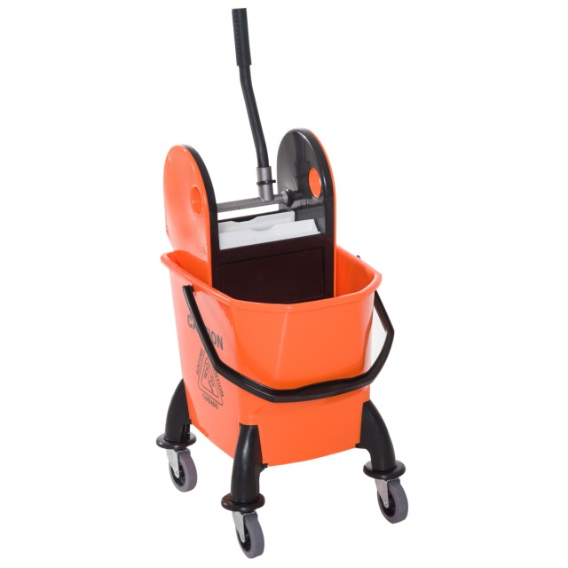 Homcom Professional Cleaning Cart with αφαιρούμενο Wringer και ρόδες, πορτοκαλί 720-011