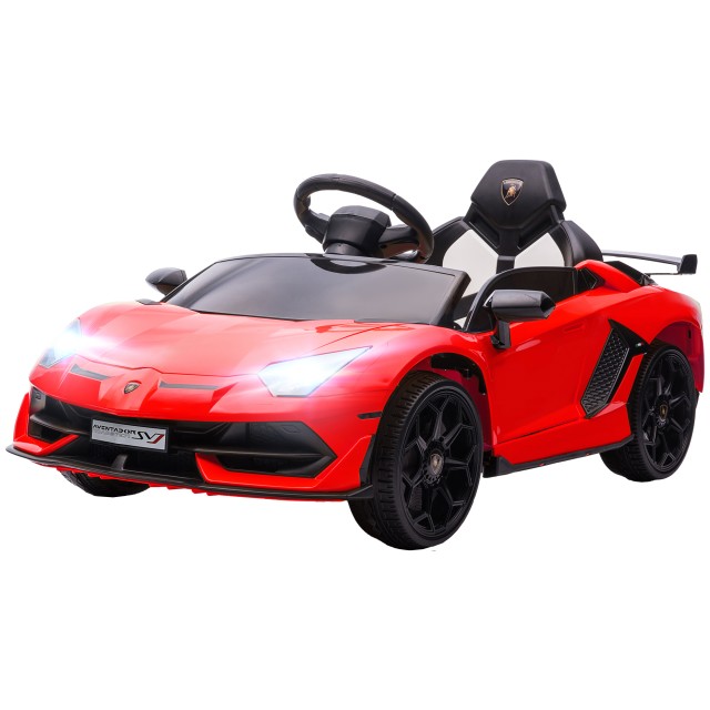 HOMCOM 12V Lamborghini Licenseded Electric Ride-On Toy Car for Children με Κόρνα και Τηλεχειριστήριο, 107,5x63x42 cm, Κόκκινο 370-306V90RD