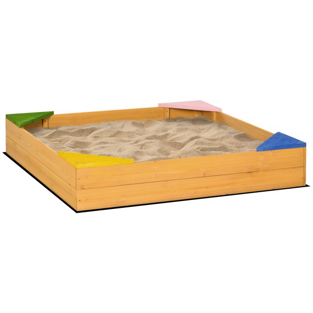 Outsunny Παιδικό Sandbox 4θέσιο Fir Wood με σχέδιο χωρίς πάτο, 109x109x19,8cm 343-058V00ND