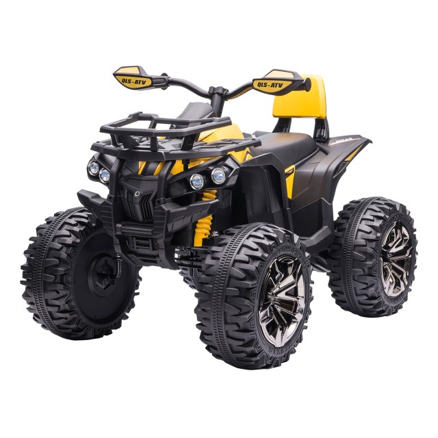 HOMCOM 12V Electric Kids Quad με λειτουργικούς προβολείς και πεντάλ, επαναφορτιζόμενη μπαταρία, κ.λπ. 3-5 ετών, 100x65x73cm - Μαύρο / Κίτρινο