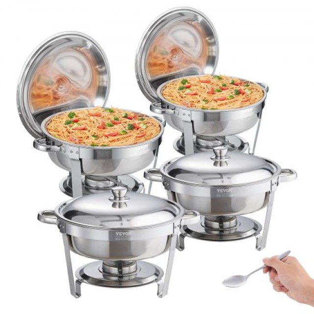 Σετ Μπουφέ VEVOR Chafing Dish, 6 Qt 4τμχ, Στρογγυλή Ανοξείδωτη Σερβιέρα με Καπάκι και Αξεσουάρ  YXKCL4JTYXBX30CYDV0