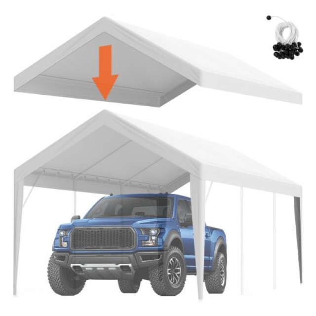 VEVOR Αντικατάσταση Καλύμματος Carport 10x20 ft, Αδιάβροχο & UV Προστατευμένο, Λευκό (Μόνο Κάλυμμα)  CKPB10X20FTD1VXCBV0