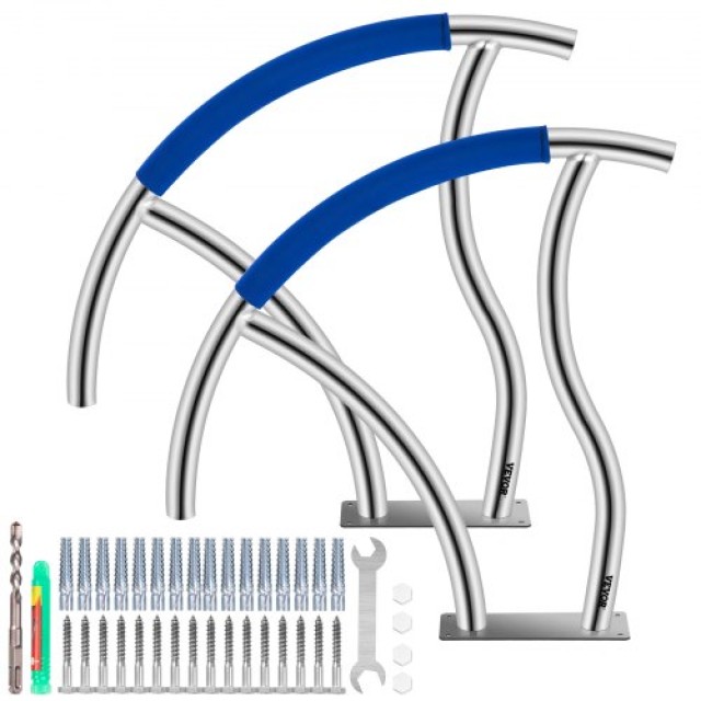 VEVOR Χειρολαβές Πισίνας 30x30, Ανοξείδωτες, Σετ 2, 375lbs, με Βάση & Αξεσουάρ Στήριξης  BXGY30X302PCSXI6UV0